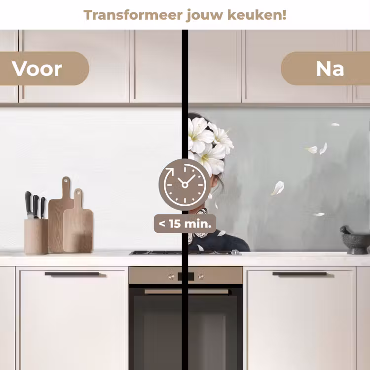 Lelies - Portret - Wit keuken achterwand 2 middel -voor-na2_NL