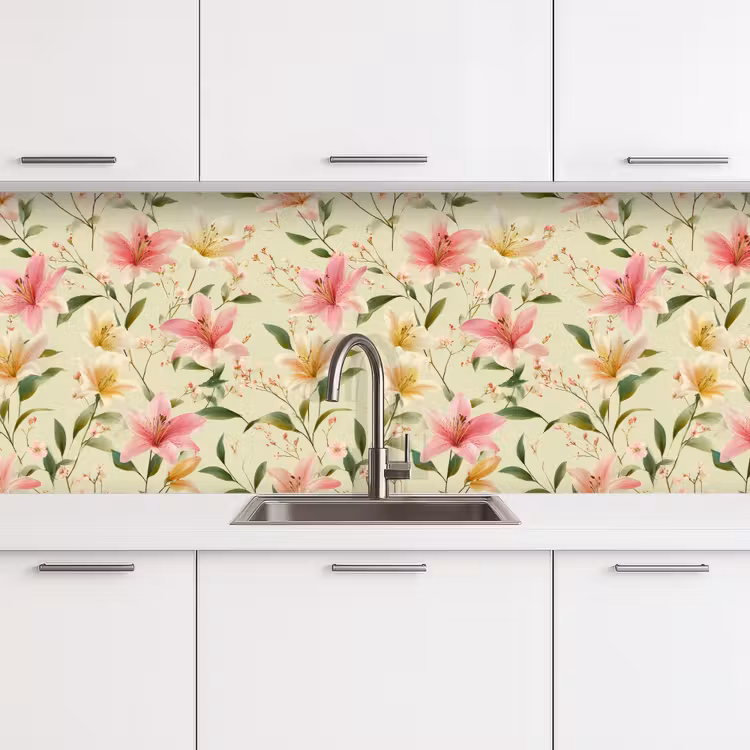 Lelies - Sereen - Kleurrijk keuken achterwand 2 middel 871 -3d