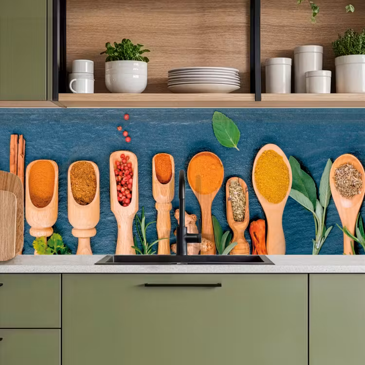 Lepels - Hout - Kruiden - Specerijen keuken achterwand 2 middel -sfeer3