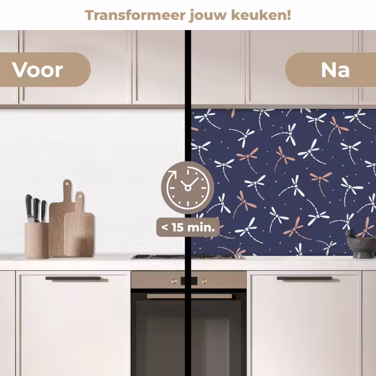 Libelle - Patronen - Pastel - Japans keuken achterwand 2 middel 871 -voor-na2_NL