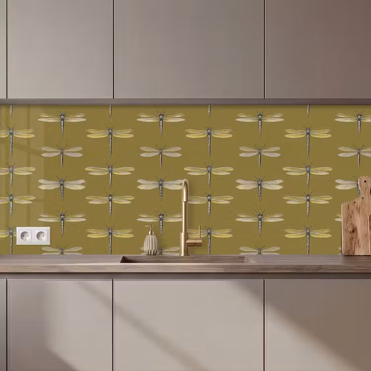 Libellen - Patroon - Groen keuken achterwand 2 middel 871 zz_3dshopping