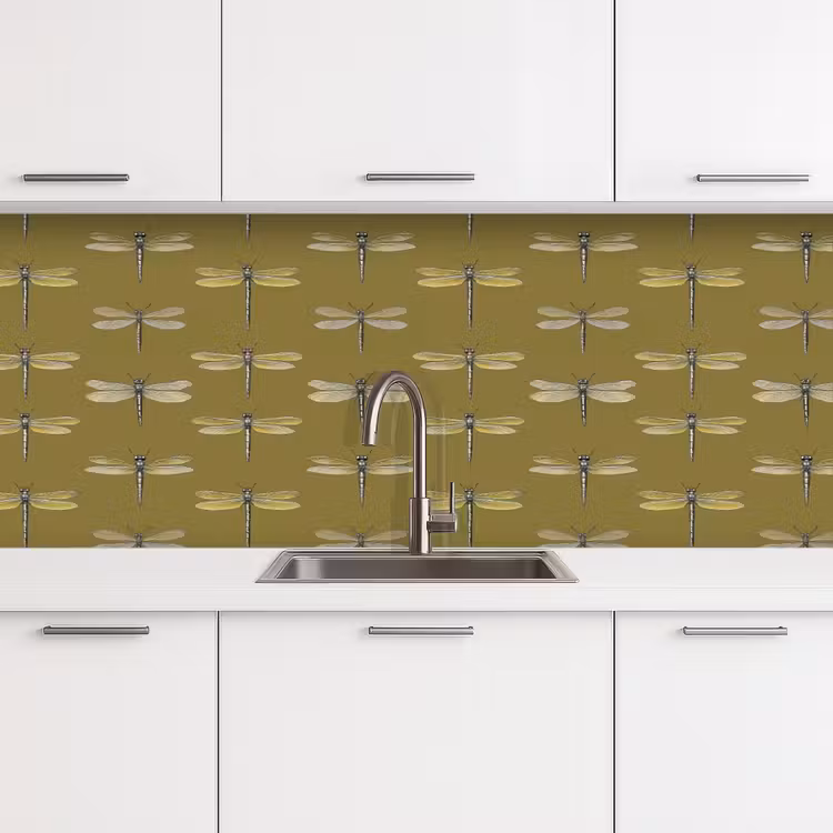 Libellen - Patroon - Groen keuken achterwand 2 middel 871 -3d