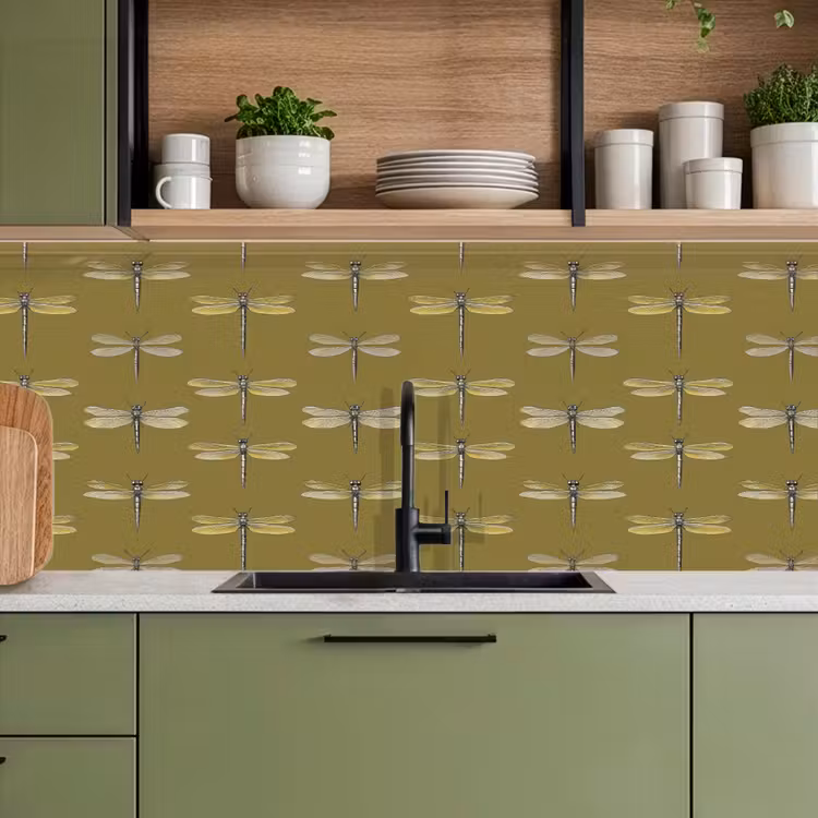 Libellen - Patroon - Groen keuken achterwand 2 middel 871 -sfeer3