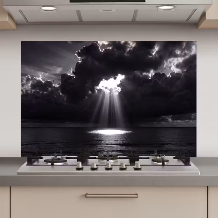 Licht - Wolken - Zee - Zwart-wit - Natuur keuken achterwand spatscherm klein -3d_website