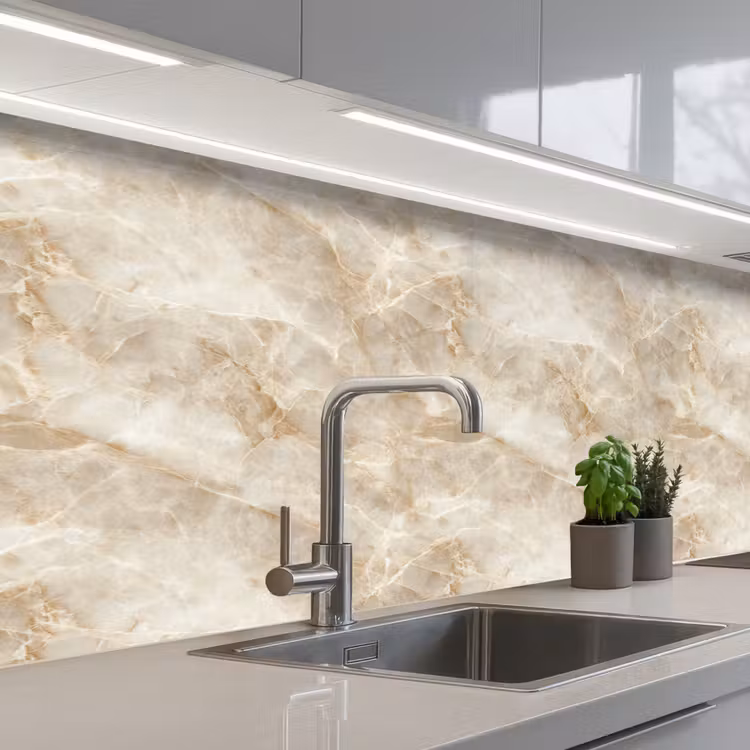 Lichtbeige - Onyx - Subtiel keuken achterwand 2 middel 871 -3d_schuin