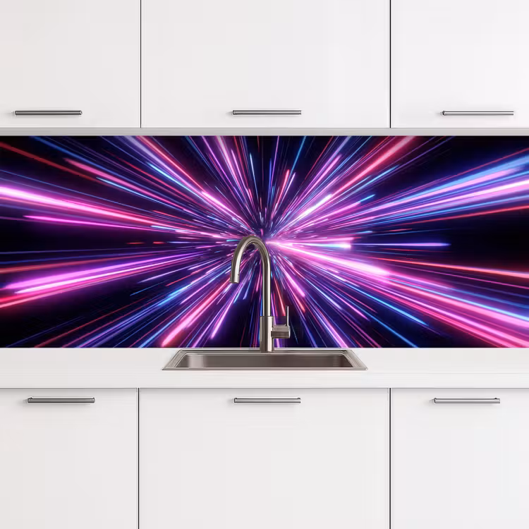 Lichtsnelheid - Ruimte - Roze - Paars keuken achterwand 2 middel -3d