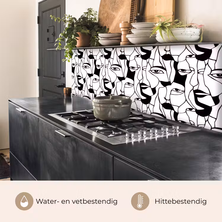 Lijnen - Gezichten - Zwart - Wit keuken achterwand 2 middel 871 -usp_NL