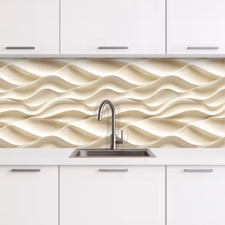 Lijnen - Golvend - Crème keuken achterwand 2 middel 871 -3d