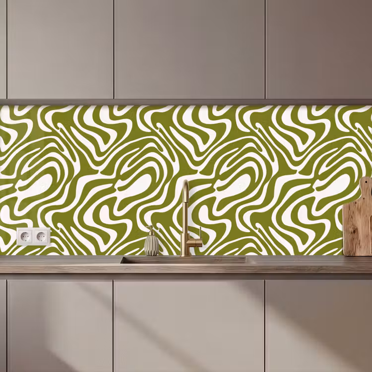 Lijnpatroon - Groen - Organisch keuken achterwand 2 middel 871 zz_3dshopping