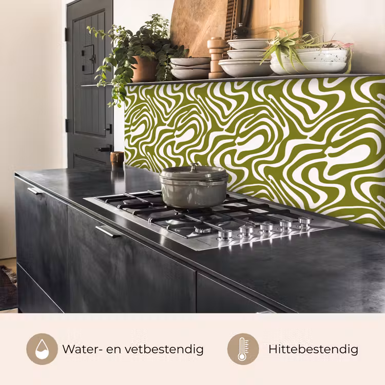 Lijnpatroon - Groen - Organisch keuken achterwand 2 middel 871 -usp_NL