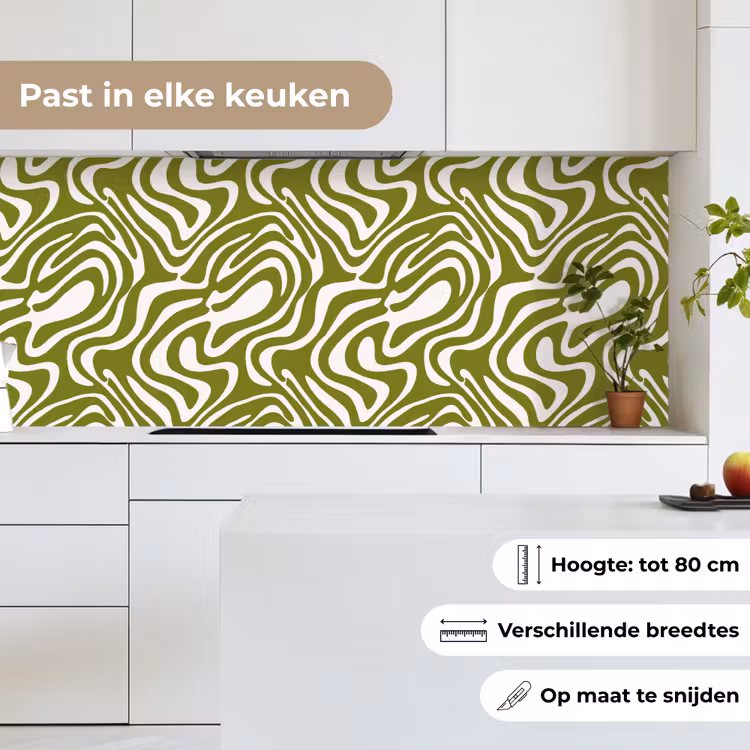 Lijnpatroon - Groen - Organisch keuken achterwand 2 middel 871 -sfeer4_NL