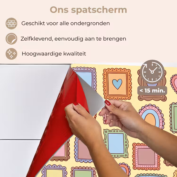 Lijst - Patroon - Hart - Speels - Kleurrijk keuken achterwand spatscherm klein -spatscherm_NL