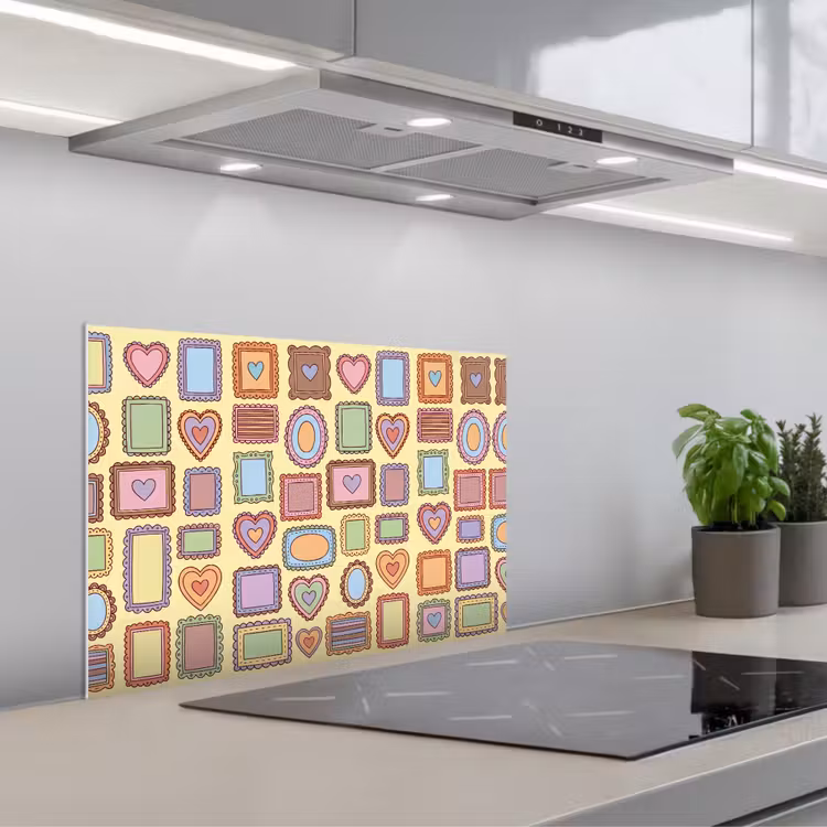 Lijst - Patroon - Hart - Speels - Kleurrijk keuken achterwand spatscherm klein -3d_schuin