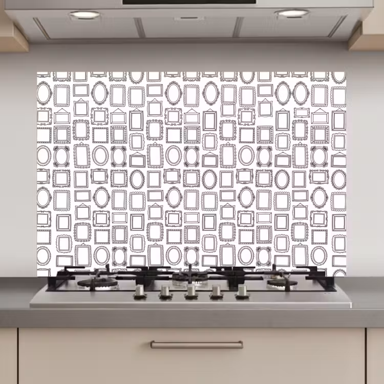 Lijsten - Patroon - Decoratie - Schets - Zwart-wit keuken achterwand spatscherm klein -3d_website
