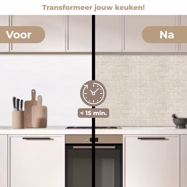 Linnen - Textuur - Beige keuken achterwand 2 middel 871 -voor-na2_NL