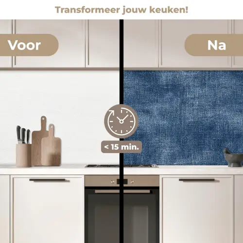 Linnen - Textuur - Patroon - Denim - Rustiek keuken achterwand 2 middel 871 -voor-na2_NL