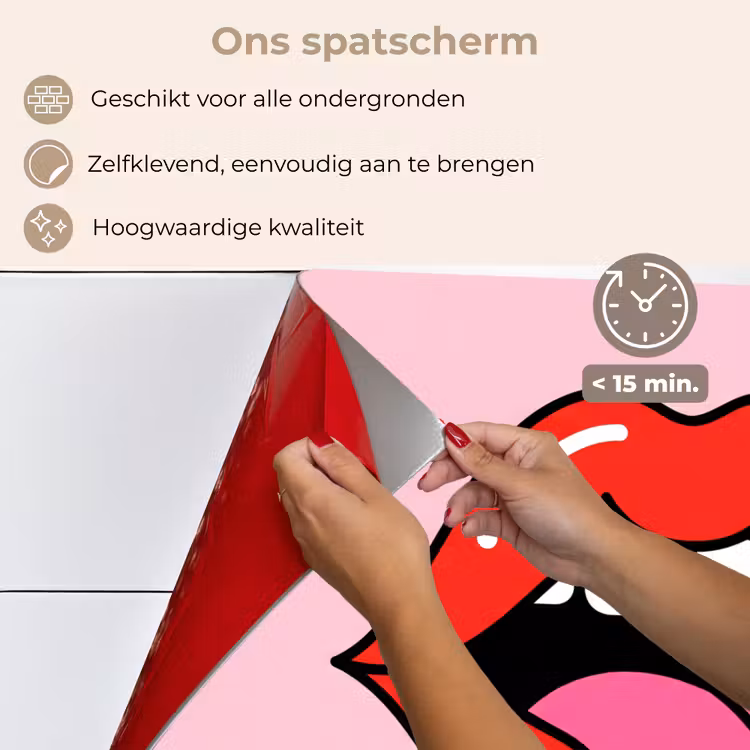 Lippen - Tong - Pop-art - Kleurrijk - Roze keuken achterwand spatscherm klein -spatscherm_NL