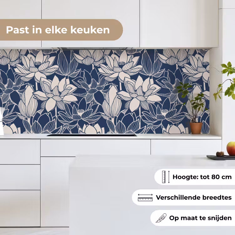Lotus - Blauw - Patronen keuken achterwand 2 middel 871 -sfeer4_NL