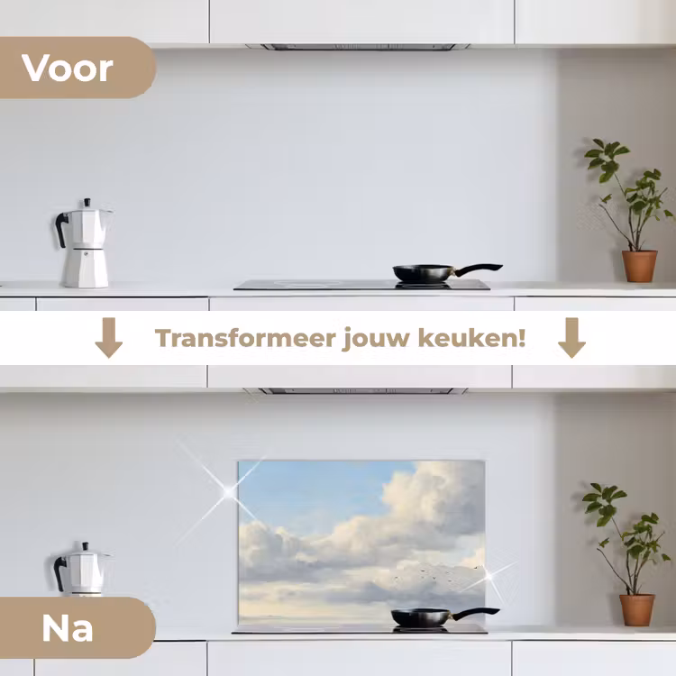 Lucht - Wolken - Natuur - Klassiek - Blauw keuken achterwand spatscherm klein -voor_na_NL
