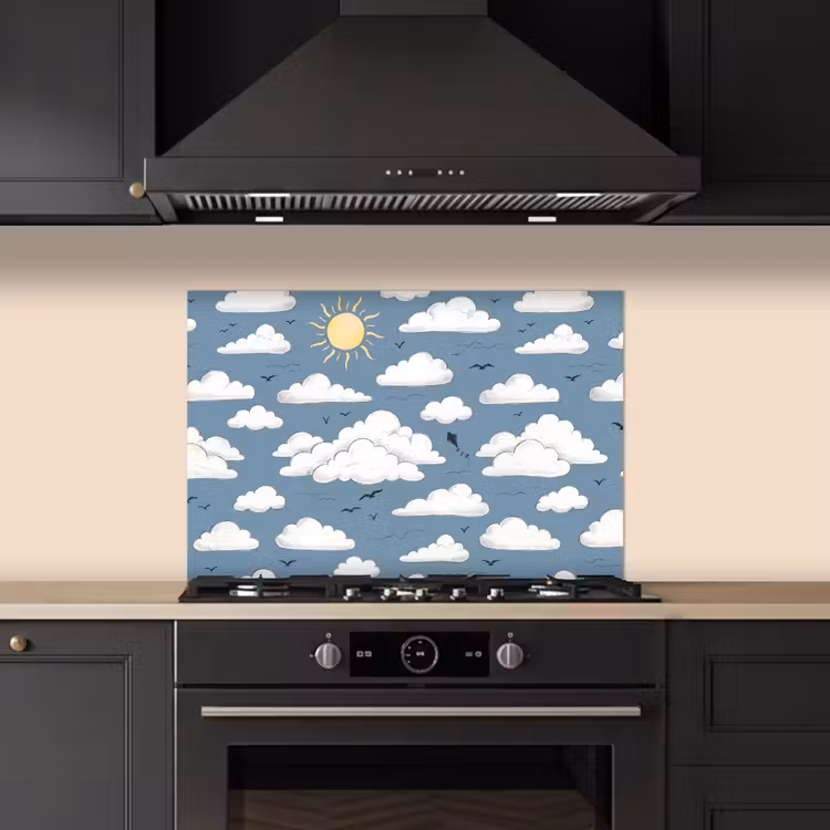 Lucht - Zon - Wolken - Natuur - Blauw keuken achterwand spatscherm klein -sfeer1