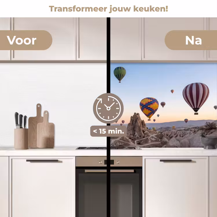 Luchtballonnen - Rotsen - Zonsopgang keuken achterwand 2 middel -voor-na2_NL