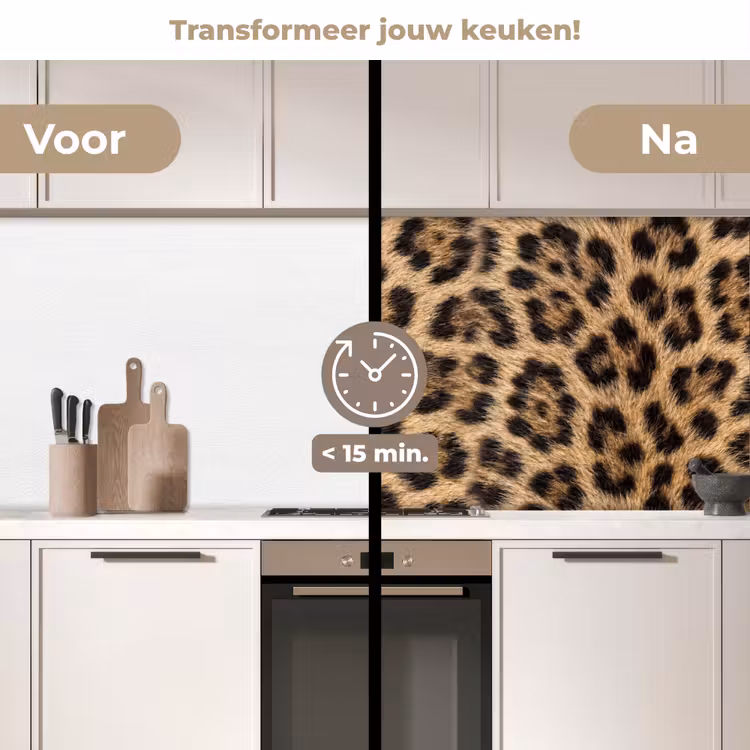 Luipaard - Vacht - Klassiek - Bruin keuken achterwand 2 middel -voor-na2_NL