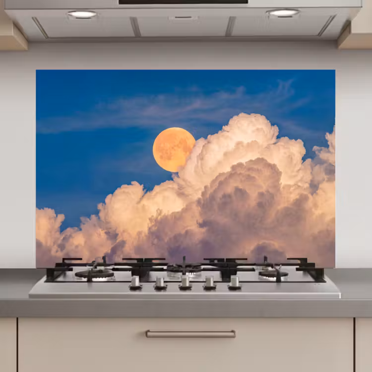 Maan - Wolken - Natuur - Oranje keuken achterwand spatscherm klein -3d_website