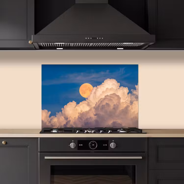 Maan - Wolken - Natuur - Oranje keuken achterwand spatscherm klein -sfeer1
