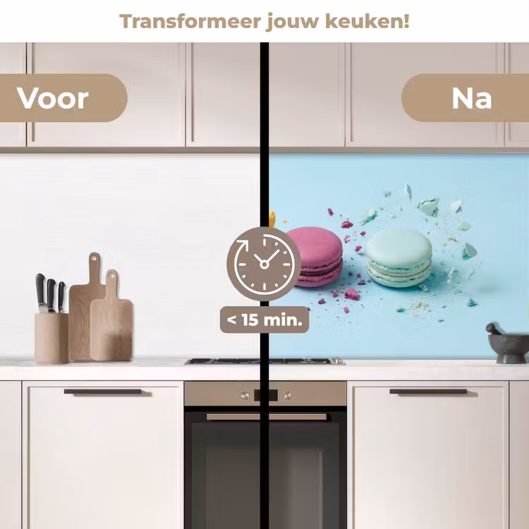 Macarons - Kleurrijk - Pastel keuken achterwand 2 middel -voor-na2_NL