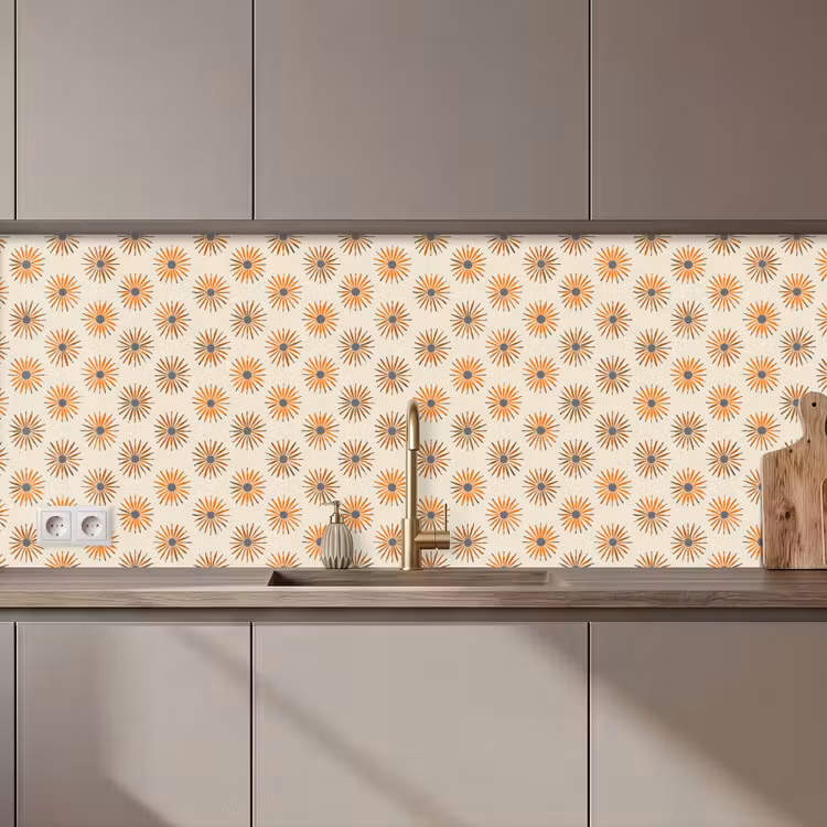 Madelief - Patroon - Oranje keuken achterwand 2 middel 871 zz_3dshopping