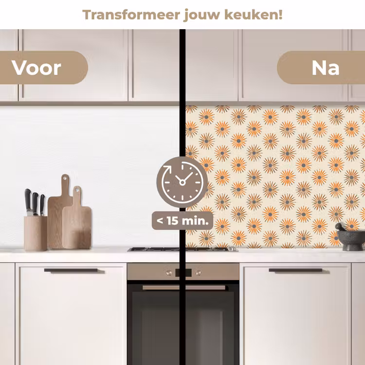 Madelief - Patroon - Oranje keuken achterwand 2 middel 871 -voor-na2_NL
