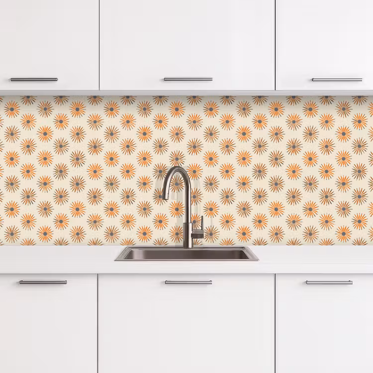 Madelief - Patroon - Oranje keuken achterwand 2 middel 871 -3d