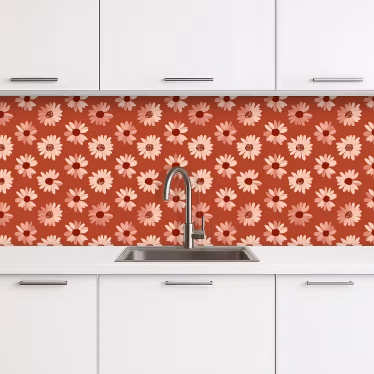Madelief - Retro - Terracotta keuken achterwand 2 middel 871 -3d