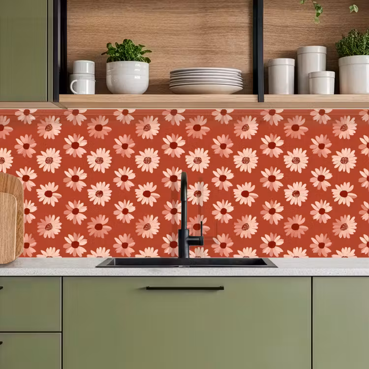 Madelief - Retro - Terracotta keuken achterwand 2 middel 871 -sfeer3