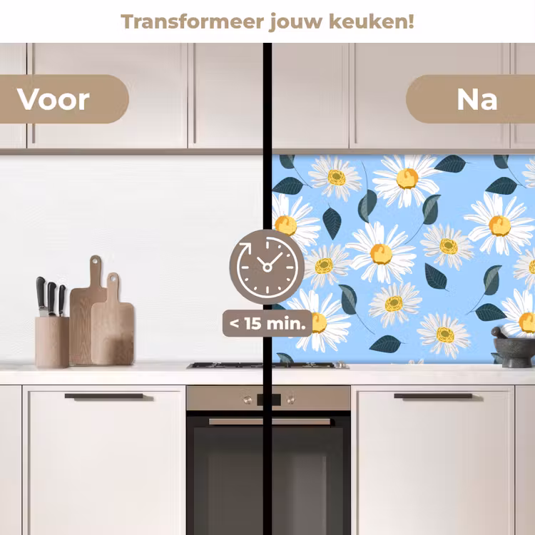 Madeliefjes - Blauw - Patroon keuken achterwand 2 middel 871 -voor-na2_NL