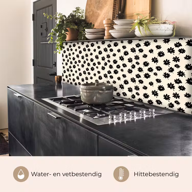 Madeliefjes - Grafisch - Zwart - Beige keuken achterwand 2 middel 871 -usp_NL