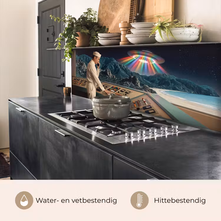 Keuken achterwand - Man - Controlekamer - Strand - Man - Controlekamer - Strand keuken achterwand 2 middel