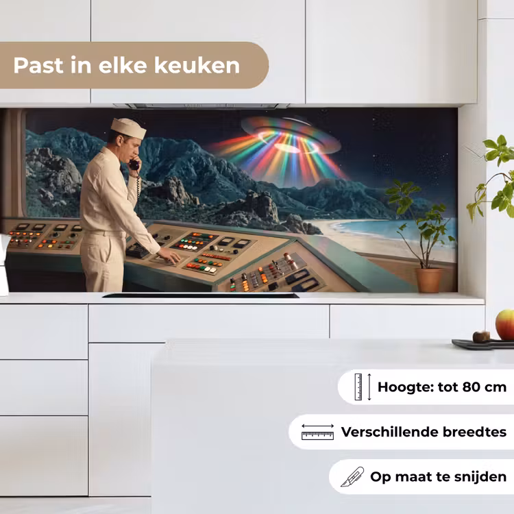 Keuken achterwand - Man - Controlekamer - Strand - Man - Controlekamer - Strand keuken achterwand 2 middel