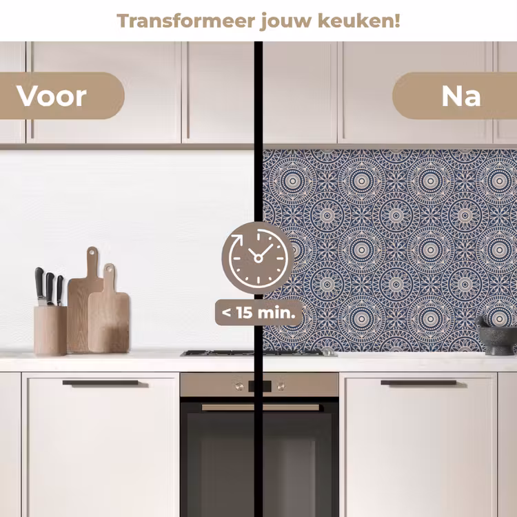 Mandala - Blauw - Patroon keuken achterwand 2 middel 871 -voor-na2_NL