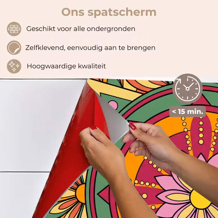 Mandala - Bloemen - Abstract - Kleurrijk keuken achterwand spatscherm klein -spatscherm_NL