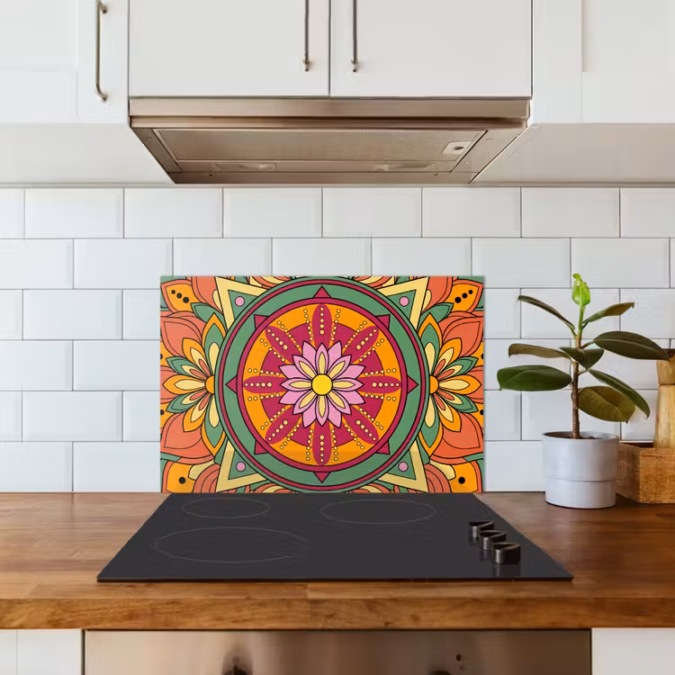 Mandala - Bloemen - Abstract - Kleurrijk keuken achterwand spatscherm klein -sfeer2
