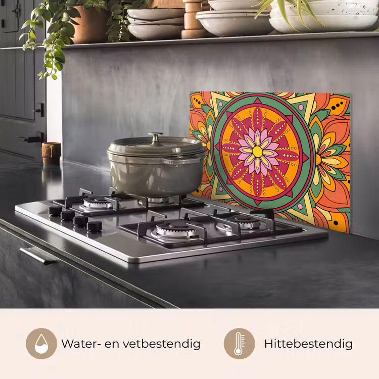 Mandala - Bloemen - Abstract - Kleurrijk keuken achterwand spatscherm klein -usp_NL