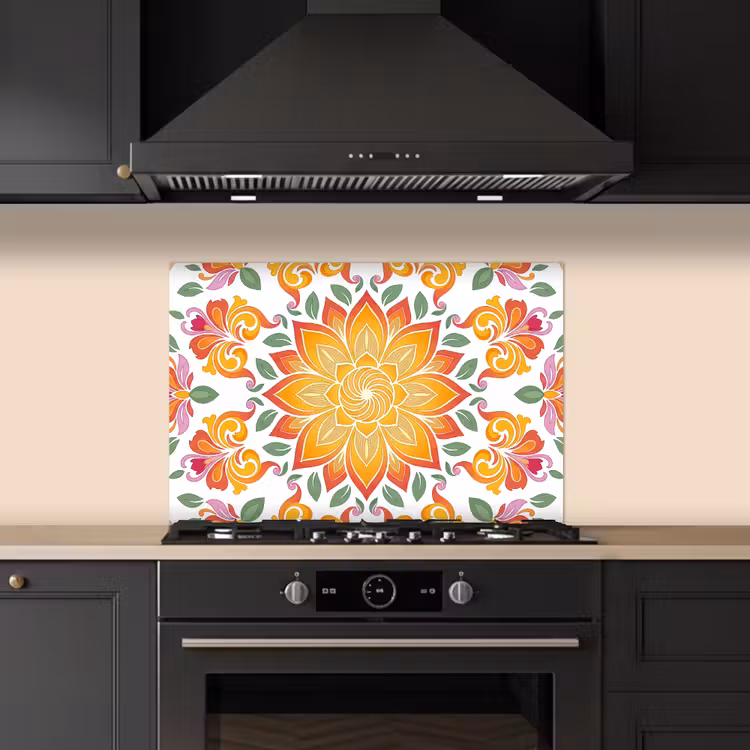 Mandala - Bloemen - Decoratie - Kleurrijk - Abstract keuken achterwand spatscherm klein -sfeer1