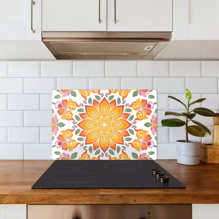 Mandala - Bloemen - Decoratie - Kleurrijk - Abstract keuken achterwand spatscherm klein -sfeer2