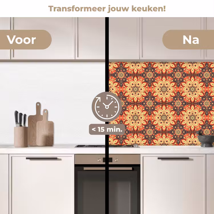 Mandala - Bohemian - Design keuken achterwand 2 middel 871 -voor-na2_NL