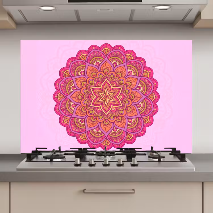 Mandala - Cirkel - Spiritueel - Oosters - Roze keuken achterwand spatscherm klein -3d_website