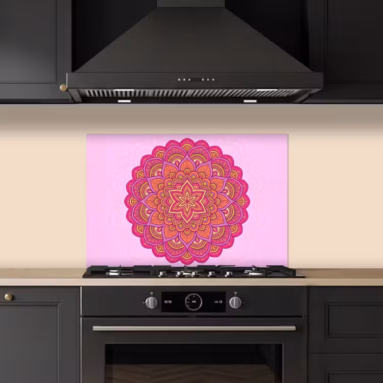 Mandala - Cirkel - Spiritueel - Oosters - Roze keuken achterwand spatscherm klein -sfeer1