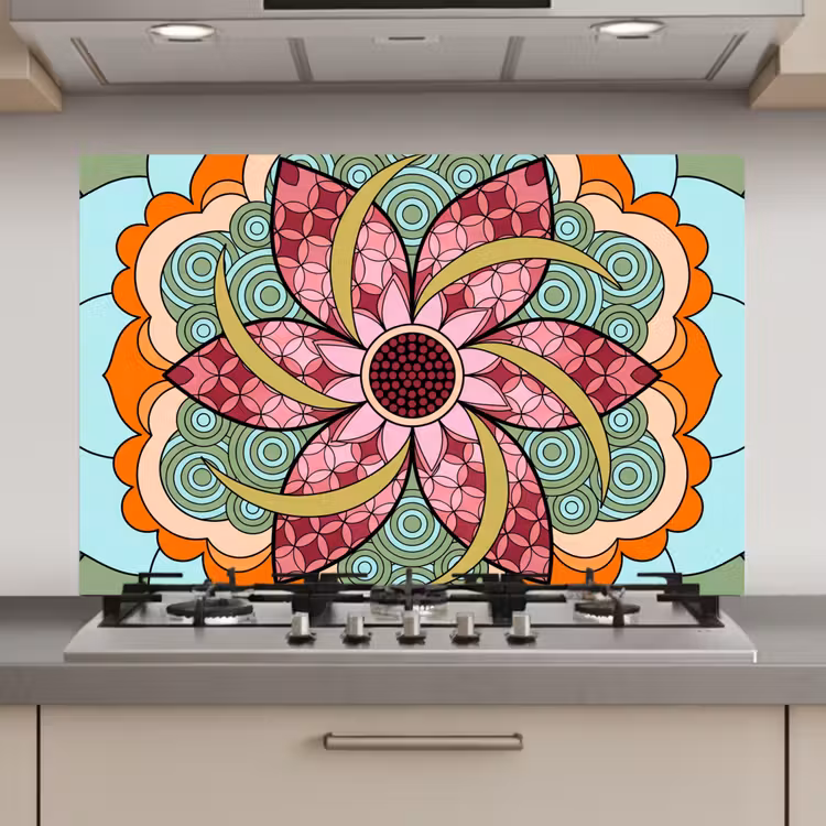 Mandala - Geometrisch - Kunst - Decoratief - Kleurrijk keuken achterwand spatscherm klein -3d_website