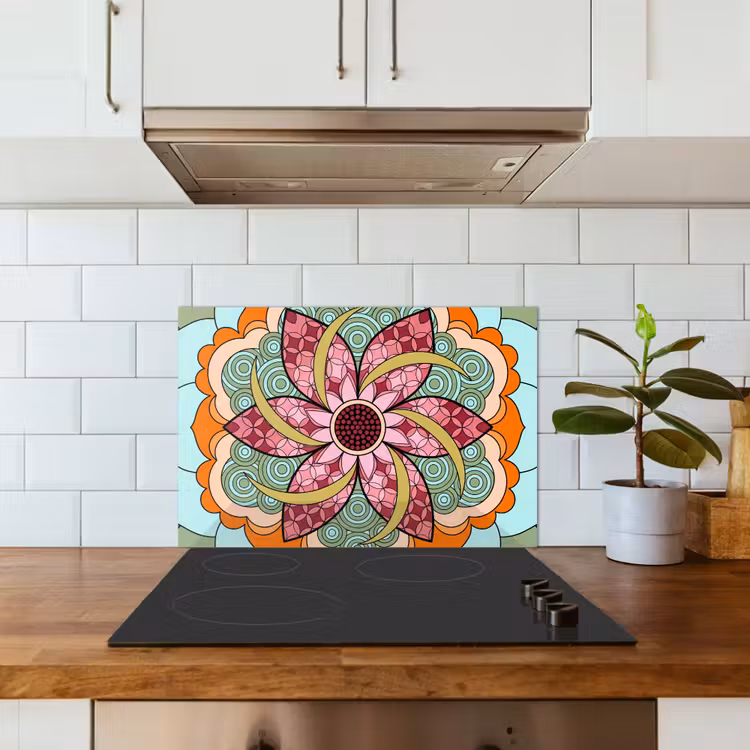 Mandala - Geometrisch - Kunst - Decoratief - Kleurrijk keuken achterwand spatscherm klein -sfeer2