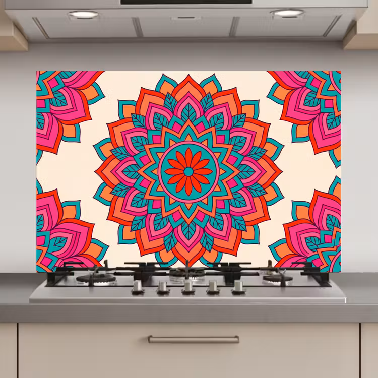 Mandala - Patroon - Abstract - Kleurrijk - Modern keuken achterwand spatscherm klein -3d_website